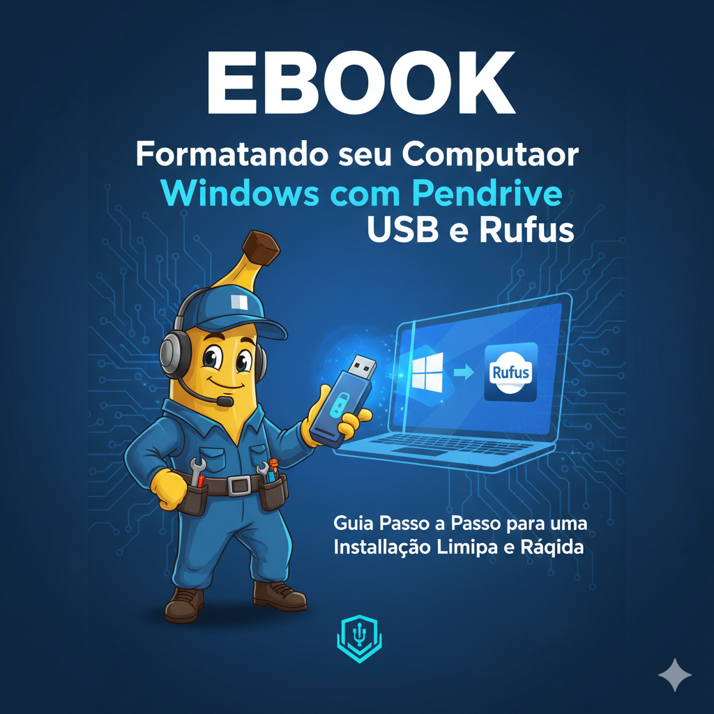 Capa do E-book: Formatando Windows com Pendrive USB e Rufus